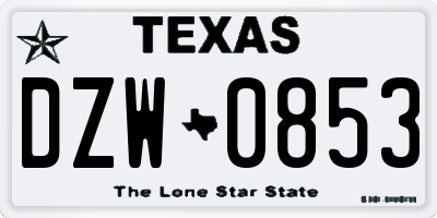 TX license plate DZW0853