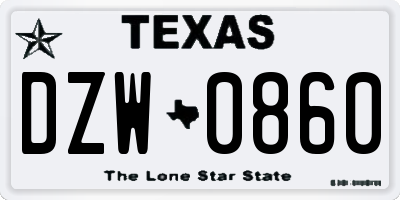 TX license plate DZW0860