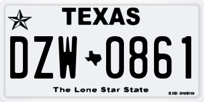 TX license plate DZW0861