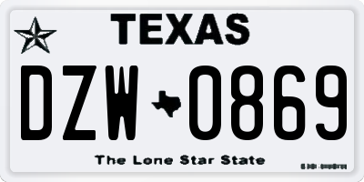 TX license plate DZW0869