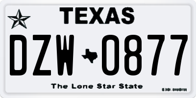 TX license plate DZW0877