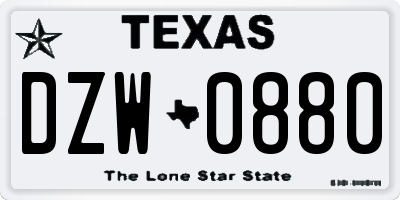 TX license plate DZW0880