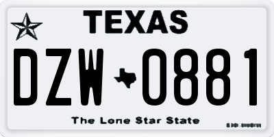 TX license plate DZW0881