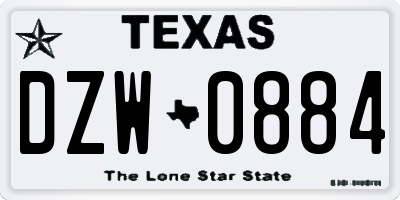 TX license plate DZW0884