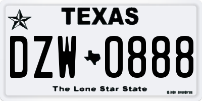 TX license plate DZW0888