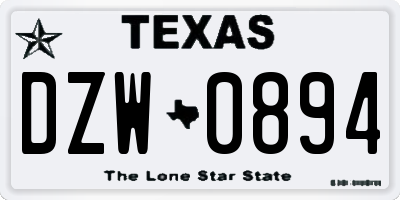 TX license plate DZW0894