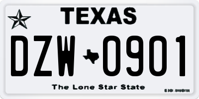 TX license plate DZW0901