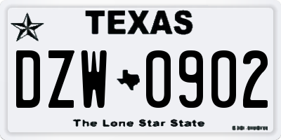 TX license plate DZW0902