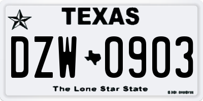 TX license plate DZW0903