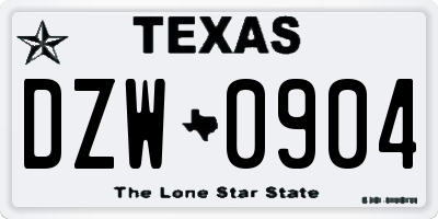 TX license plate DZW0904