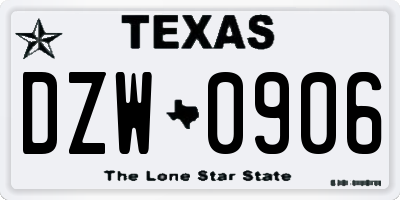 TX license plate DZW0906