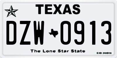 TX license plate DZW0913