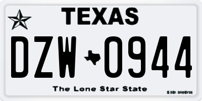 TX license plate DZW0944