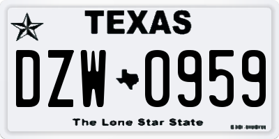 TX license plate DZW0959