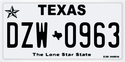 TX license plate DZW0963