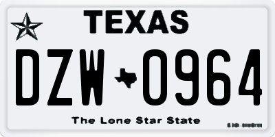 TX license plate DZW0964