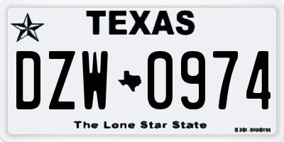 TX license plate DZW0974