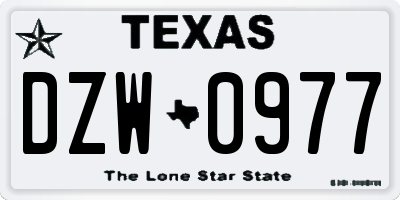 TX license plate DZW0977