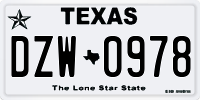 TX license plate DZW0978