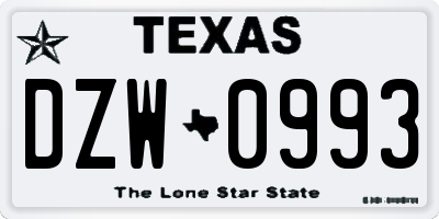TX license plate DZW0993