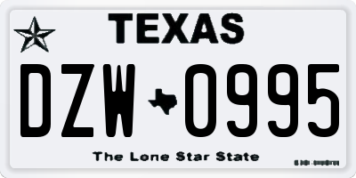 TX license plate DZW0995