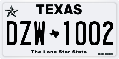 TX license plate DZW1002