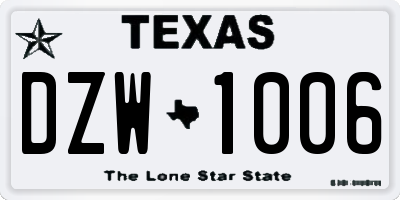 TX license plate DZW1006