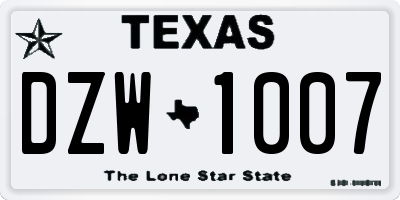 TX license plate DZW1007