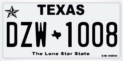TX license plate DZW1008