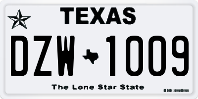 TX license plate DZW1009