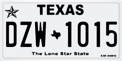 TX license plate DZW1015