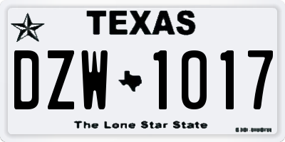 TX license plate DZW1017