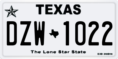TX license plate DZW1022