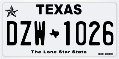 TX license plate DZW1026