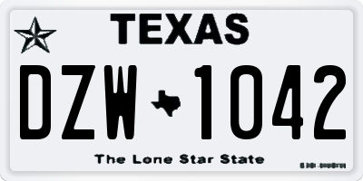TX license plate DZW1042