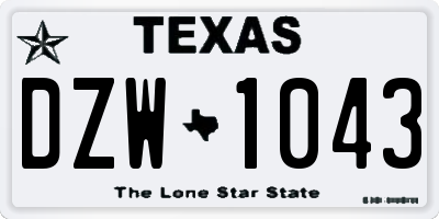 TX license plate DZW1043