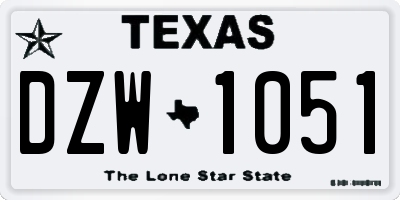 TX license plate DZW1051