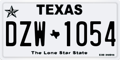 TX license plate DZW1054