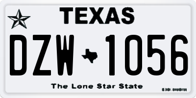 TX license plate DZW1056
