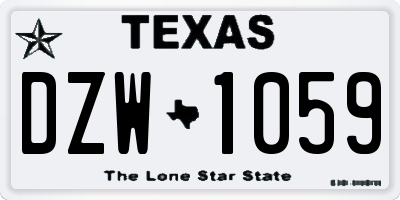 TX license plate DZW1059