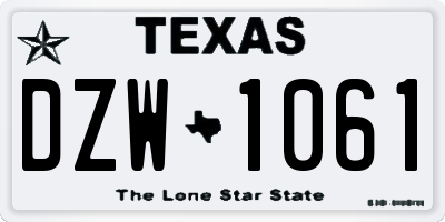 TX license plate DZW1061