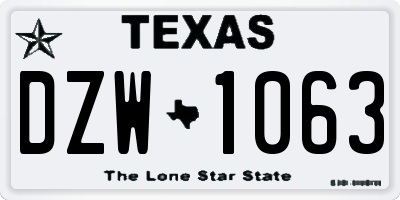 TX license plate DZW1063