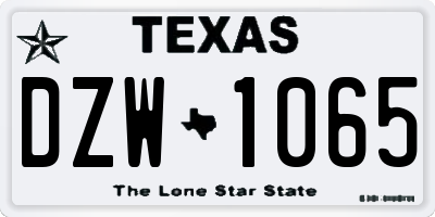 TX license plate DZW1065