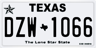TX license plate DZW1066