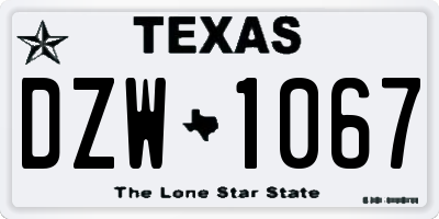 TX license plate DZW1067