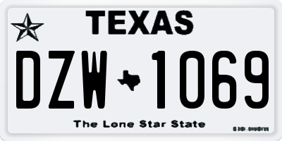 TX license plate DZW1069