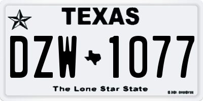 TX license plate DZW1077