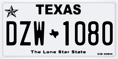 TX license plate DZW1080
