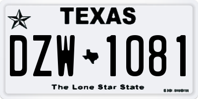 TX license plate DZW1081