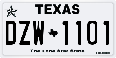 TX license plate DZW1101